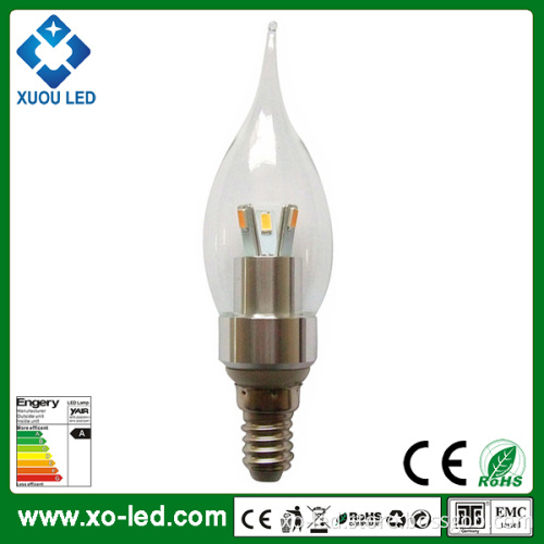 Dimmable 35*128mm 3W Cool White LED Candle Lamp with 190lumen